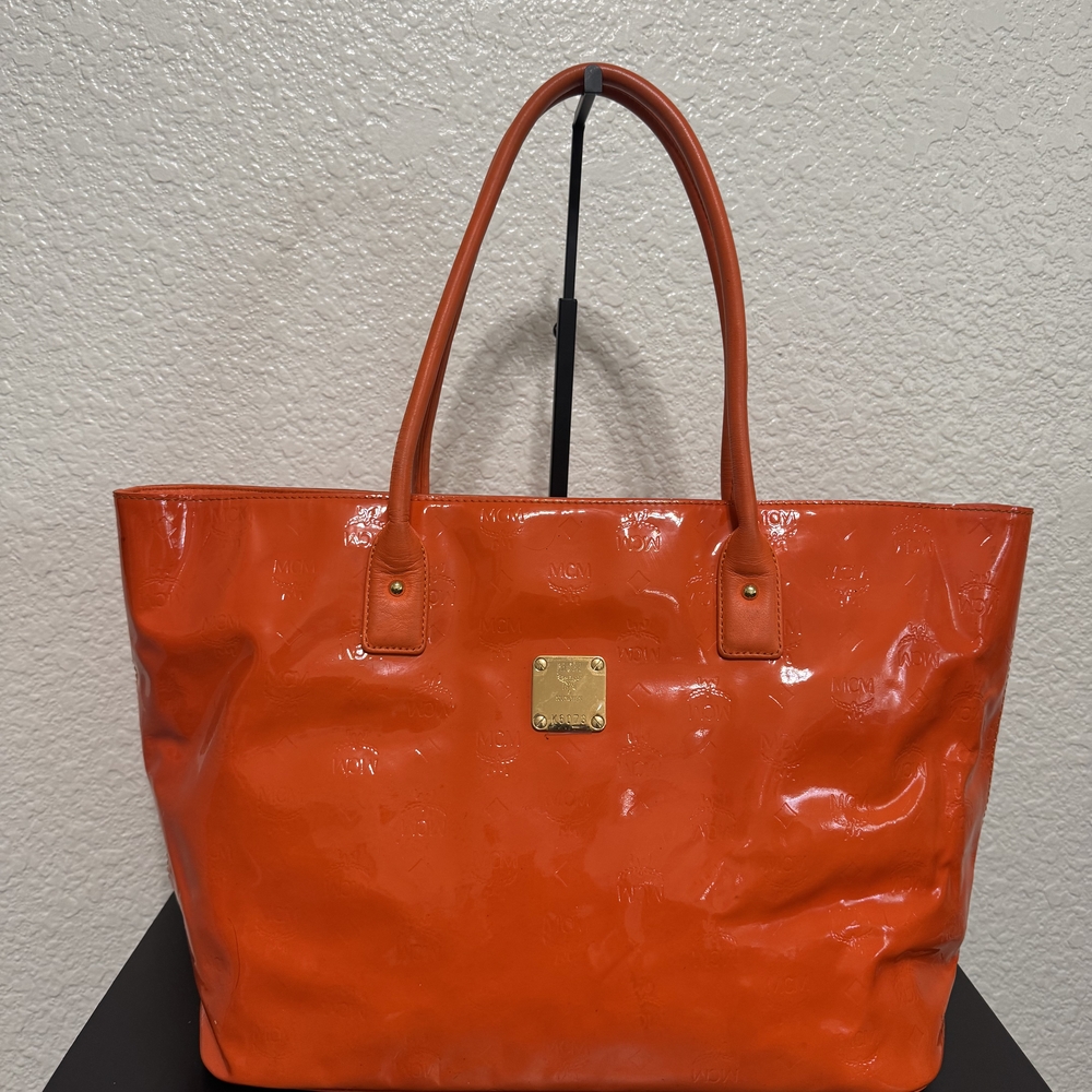 MCM Shiny Orange Tote Bag